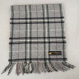 Amicale Cashmere Scarf Gray/Black/Red/White Plaid